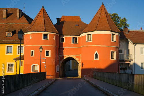 The colorful famous Biertor with the bridge in front in Cham, Bavaria. photo