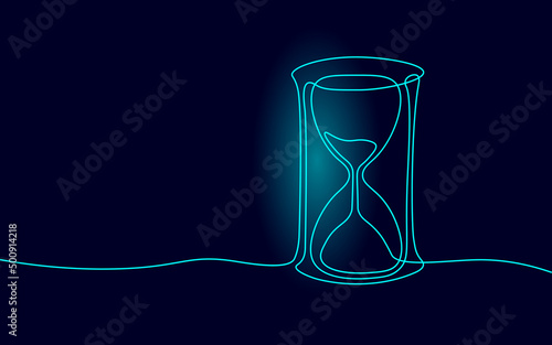 Hourglass continuous line time of life concept. Deadline present future past hours gone. Time stream flow value. Creative opportunity ideas schedule vector illustration