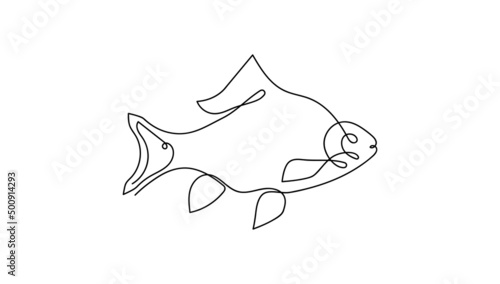 Abstract fish in continuous line art drawing