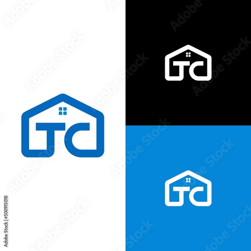 TC initials logo. modern and clean logo connected letter house shape