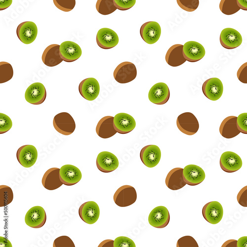 kiwi seamless pattern, Fruity repeat pattern on transparent background.