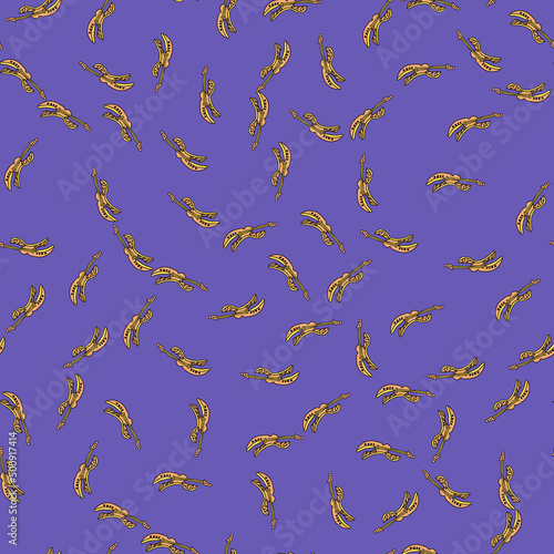 Seamless pattern. Yellow electric guitar on a blue background. Hand-drawn. Background  wrapping paper  textile products for children.