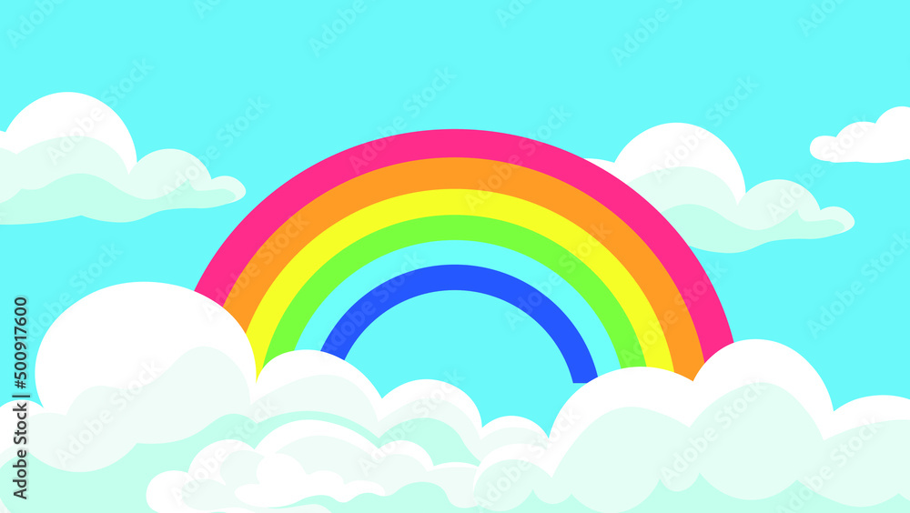 Rainbow on the background of clouds and blue sky Rainbow on the background of clouds and blue sky
