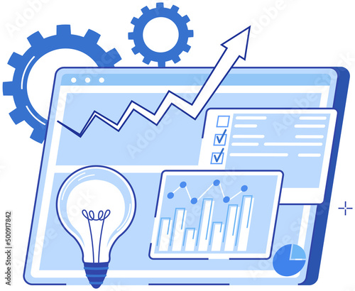 Data analysis research statistics concept. Strategy, business development. Results of statistical business research. Analyze growth of statistical indicators, income. Finance data and profit growth