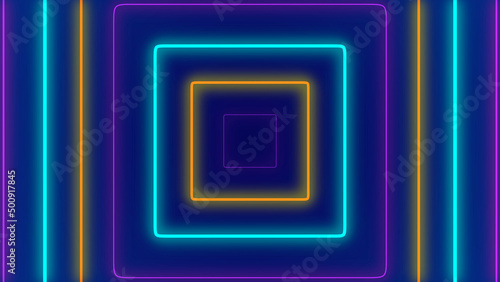 Square Tunnel Neon Glow Background