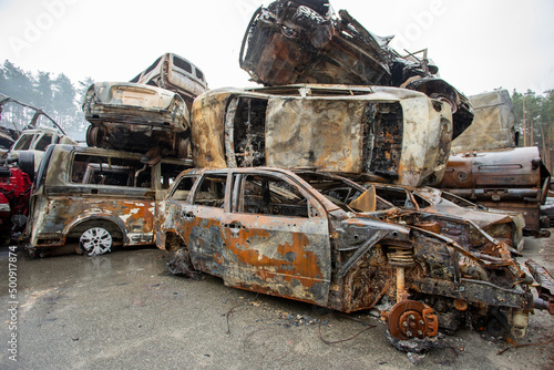 Big car graveyard in Ukraine.