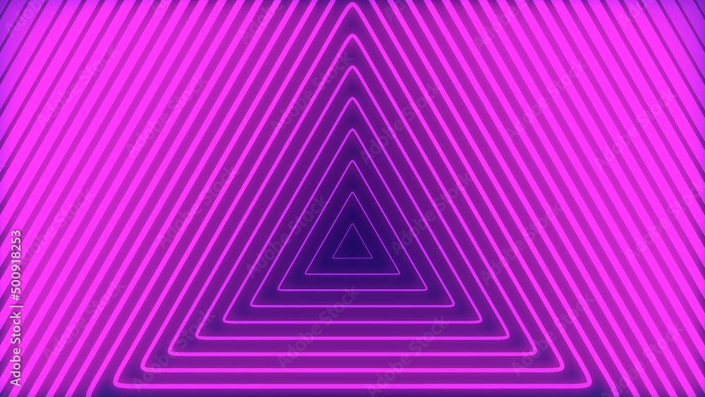Fototapeta premium Triangular Tunnel Wave Seamless Loops Neon Glow Background