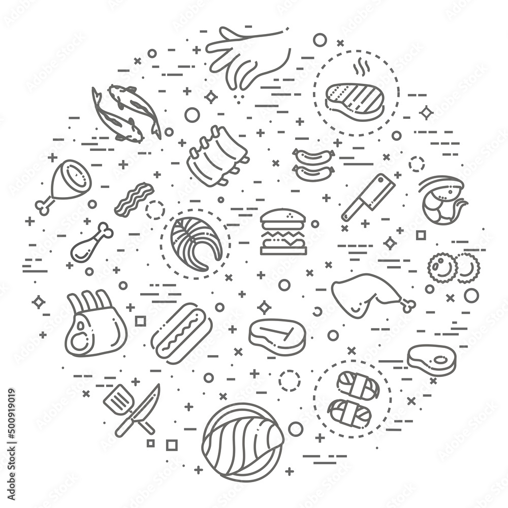 Banner of Meat . Flat illustration Banner of Meat . Flat illustration