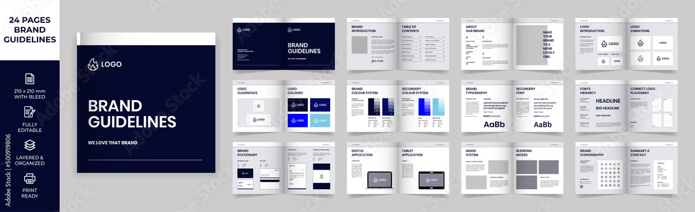 Square Brand Guideline Template, Simple style and modern layout Brand Style, Brand Book, Brand Identity, Brand Manual, Guide Book, Brand Guideline Presentation Square Brand Guideline Template, Simple style and modern layout Brand Style, Brand Book, Brand Identity, Brand Manual, Guide Book, Brand Guideline Presentation