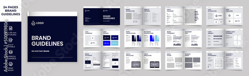 Square Brand Guideline Template, Simple style and modern layout Brand Style, Brand Book, Brand Identity, Brand Manual, Guide Book, Brand Guideline Presentation