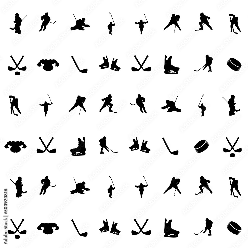 Seamless sports pattern from black hockey icons Seamless sports pattern from black hockey icons