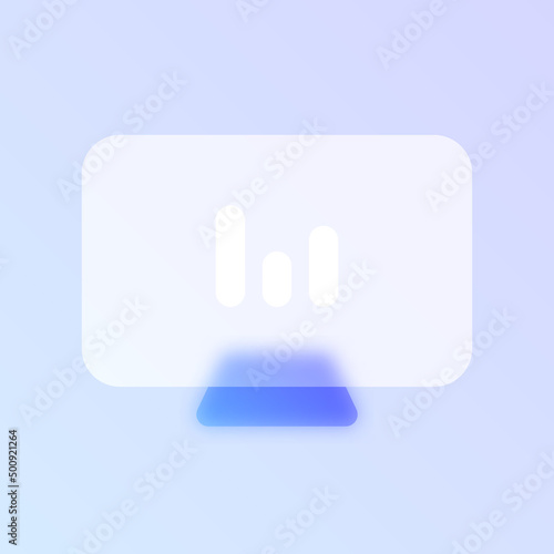 monitor glass morphism trendy style icon. pc monitor transparent glass color vector icon with blur and purple gradient. for web and ui design, mobile apps and promo business polygraphy