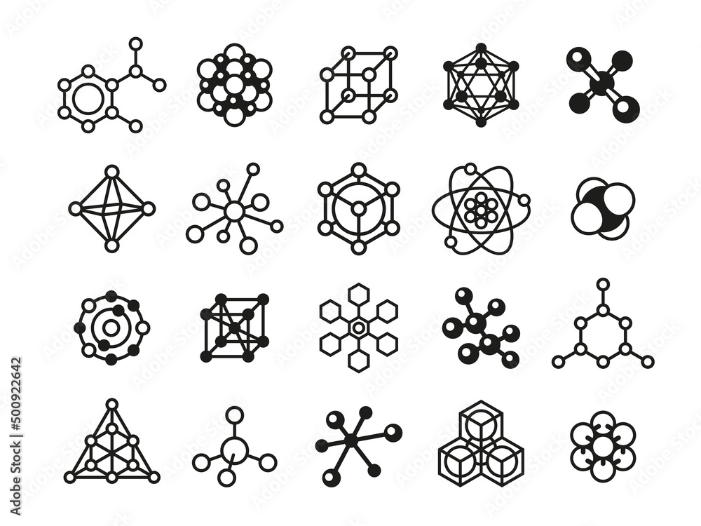 Vetor de Molecular icons structure. Molecules logo, atom and molecule ...