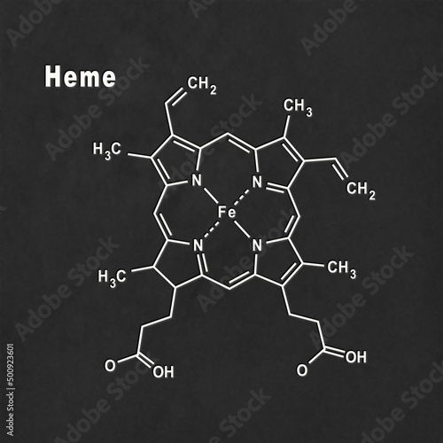 Heme molecule Structural chemical formula photo