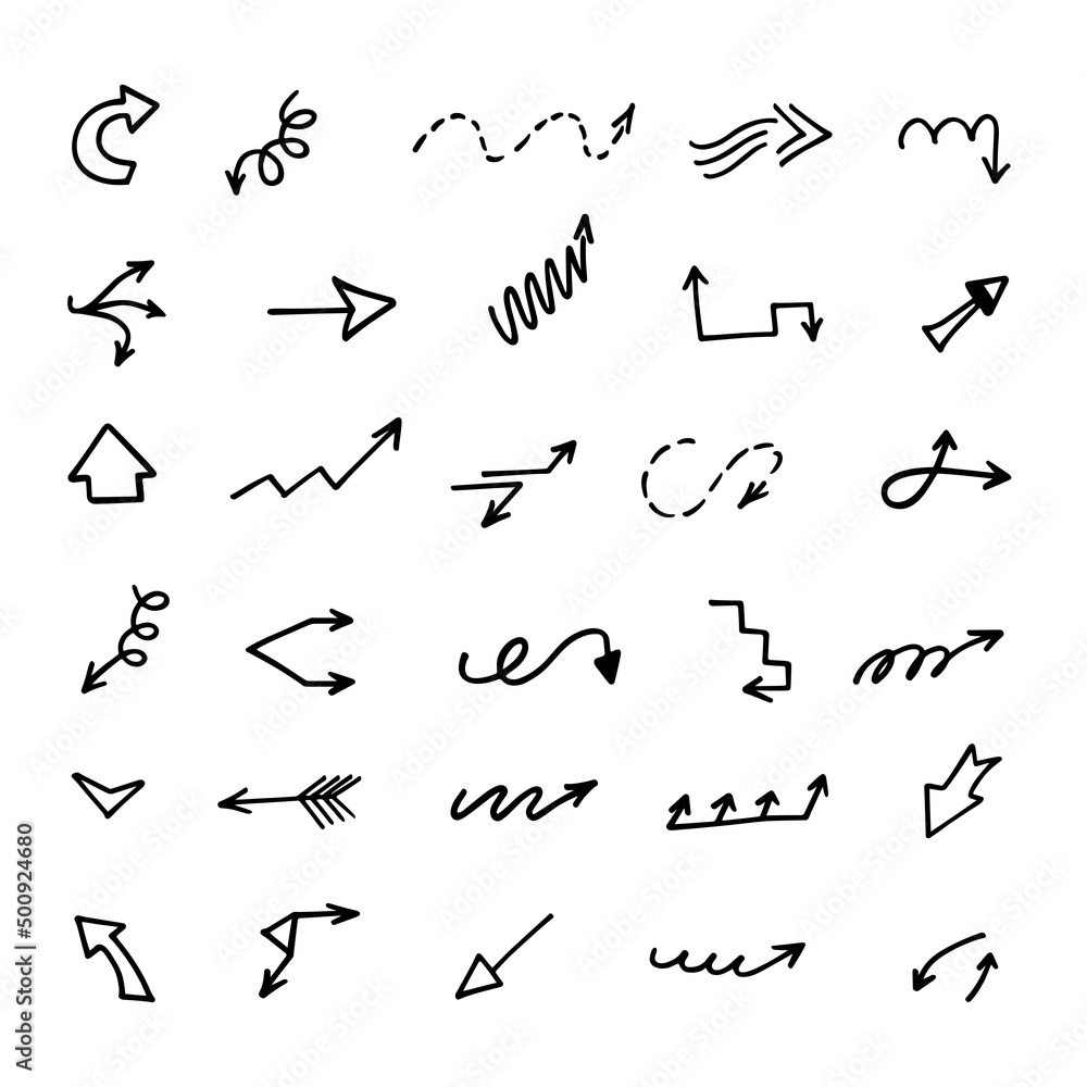 Vector set of hand drawn arrows, elements for presentation Vector set of hand drawn arrows, elements for presentation