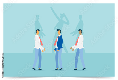 Business people with leader shadow