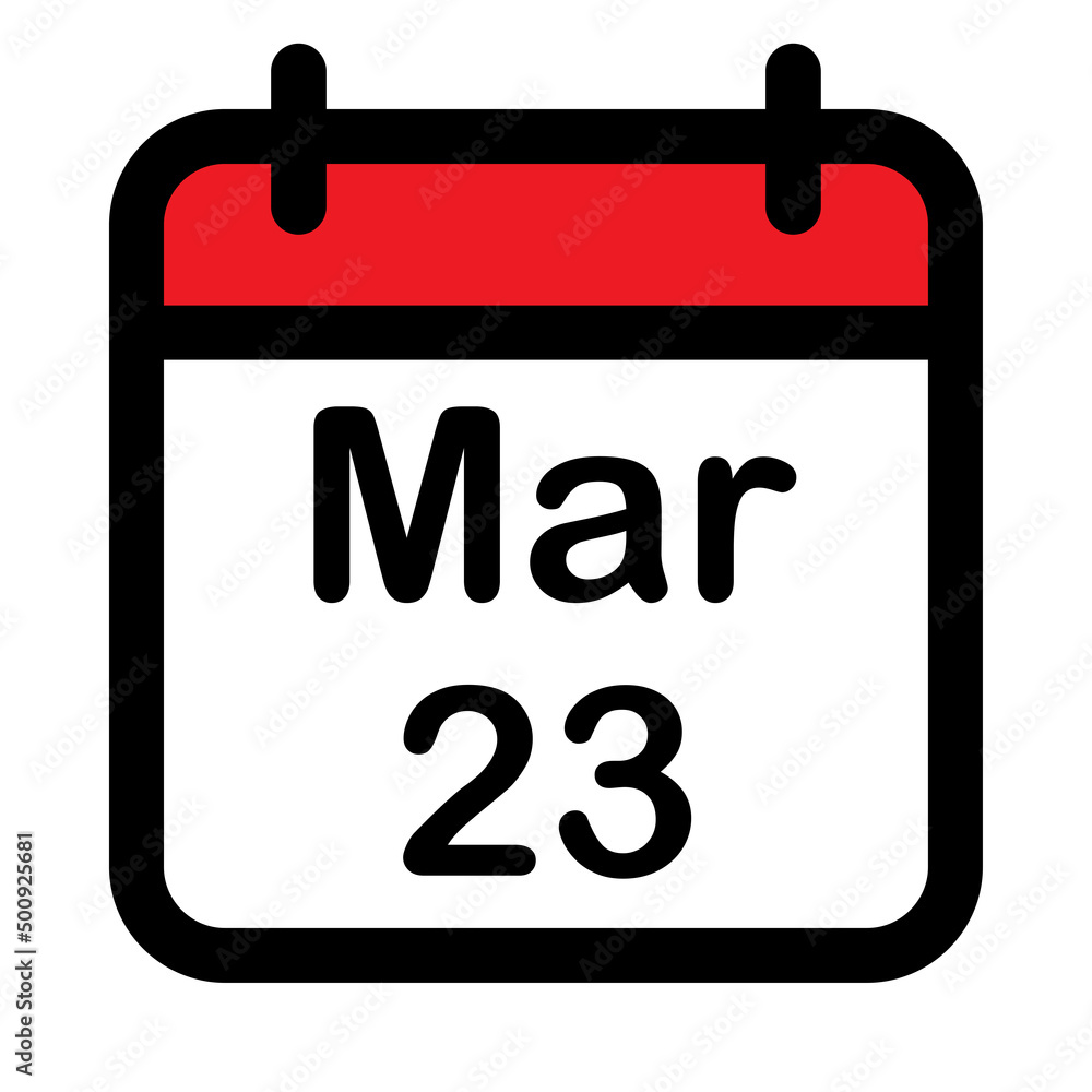 Calendar icon with twenty third march Calendar icon with twenty third march