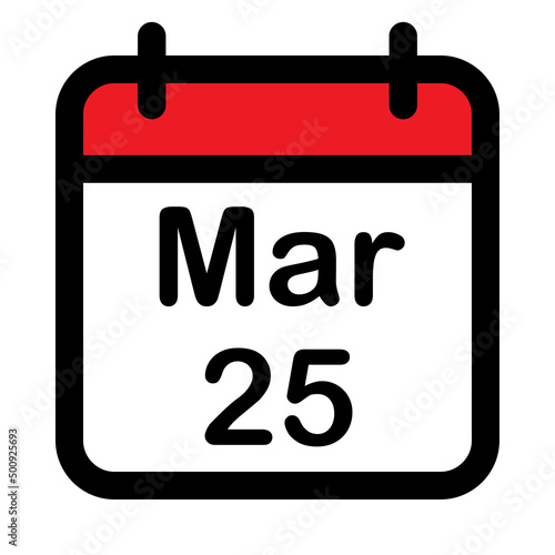 Calendar icon with twenty fifth march