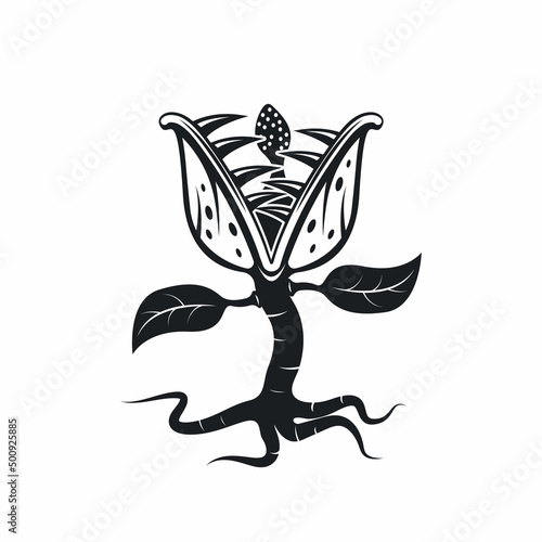 black carnivorous plant vector illustration concept element design