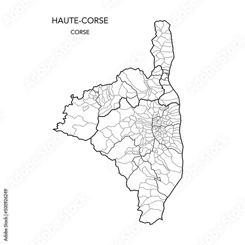 Vector Map of the Geopolitical Subdivisions of The Département De La Haute-Corse with Arrondissements, Cantons and Municipalities as of 2022 - Corse - France photo