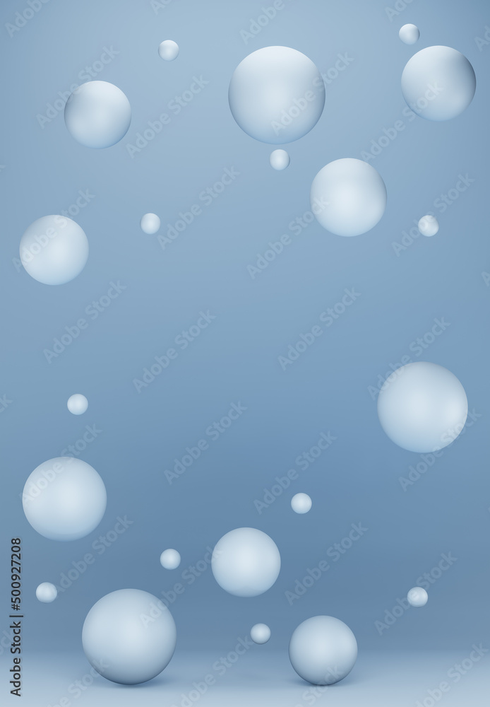 Levitating spheres monochrome light blue background, 3d render
Levitating spheres monochrome light blue background, 3d render