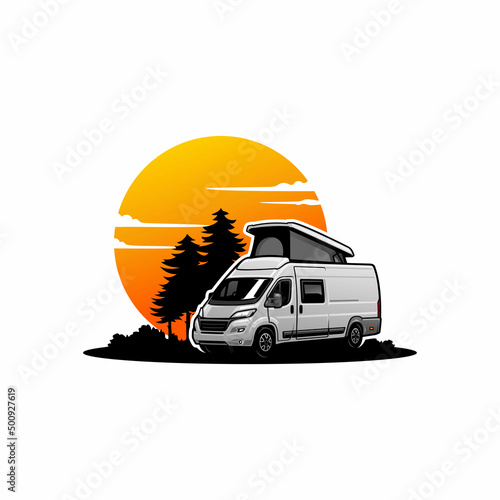 RV camper van illustration vector