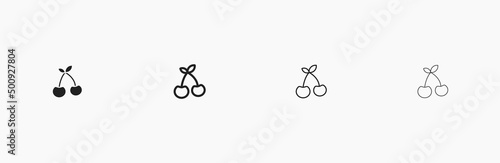 Cherry vector icon. Cherry fruit vector illustration with black outline