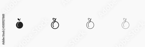 Apricot fruit linear vector icon