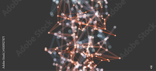 Abstract background with particle. Molecular structure. Chemical compounds. 3D connection concept. Social network. Futuristic technology style. Vector for banner, flyer, poster, cover or brochure.