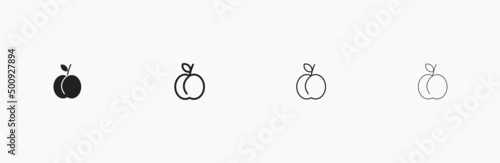 Foto Peach flat vector icon. Peach fruit linear black illustration