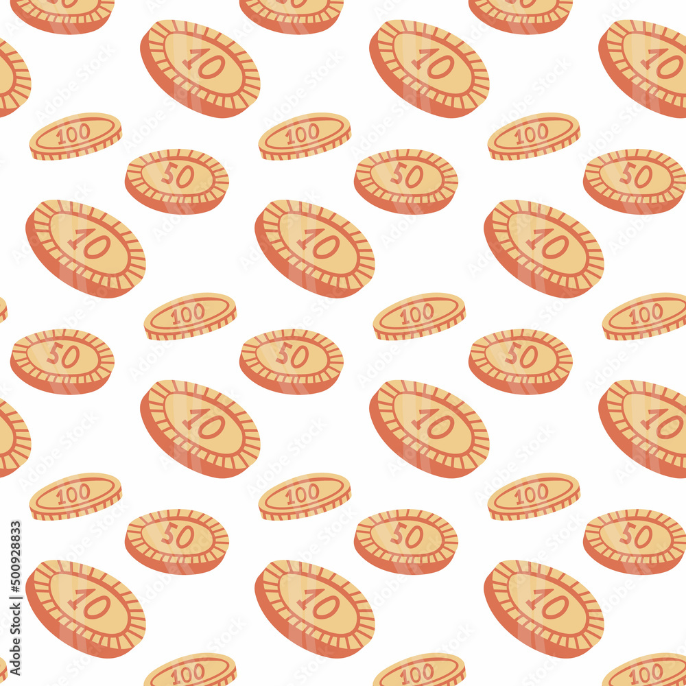 vector pattern with bright shiny metal coins vector pattern with bright shiny metal coins