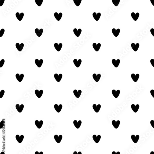 black Hearts seamless pattern on white background, Heart backgrond template, heart shape seamless background, wallpaper decoration, textrue, graphic element, vector illustration