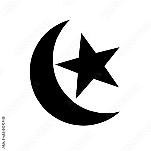 moon and star icon vector with simple design