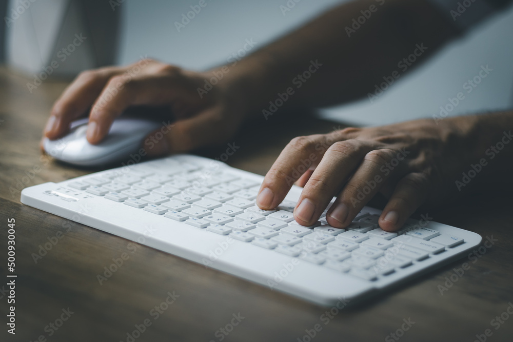 social media technology concept Men are using computer for social media and online marketing including working from home. and searching for information in the world social media technology concept Men are using computer for social media and online marketing including working from home. and searching for information in the world