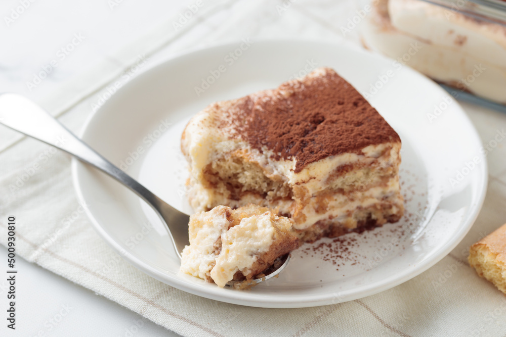 Piece of Homemade Tiramisu cake dessert Piece of Homemade Tiramisu cake dessert