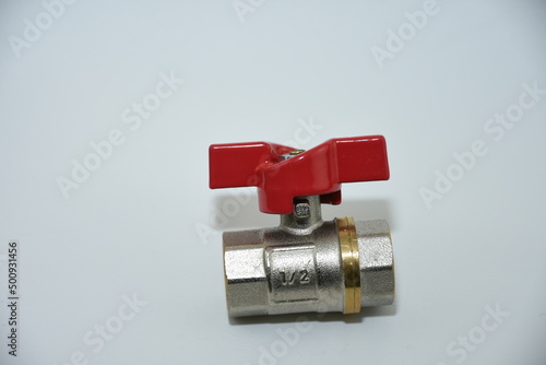 Ball valve with red handle