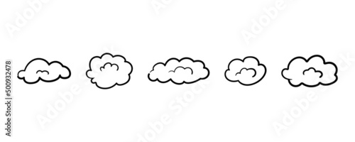 Hand-drawn clouds in linear style on a white background. Vector illustration EPS 10