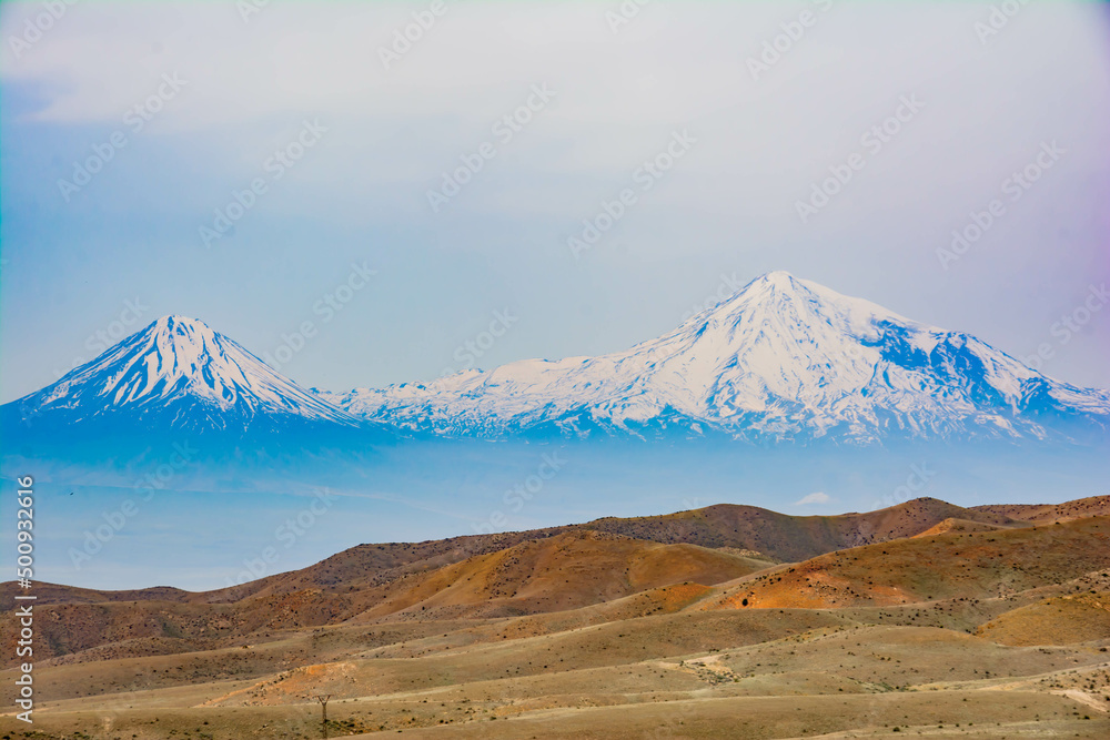 A beautiful mountain with snowy peaks. Mount Ararat