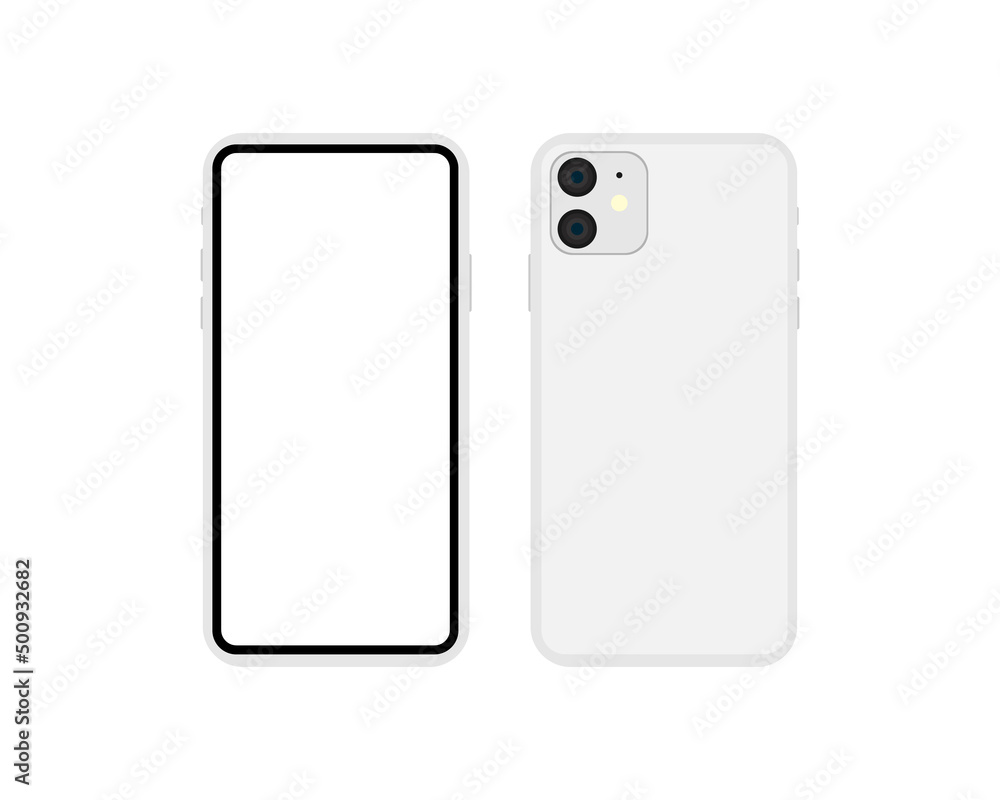New smartphone model 2019 blank screen. Smartphone model 11 in silver color mockup. Vector EPS 10 New smartphone model 2019 blank screen. Smartphone model 11 in silver color mockup. Vector EPS 10