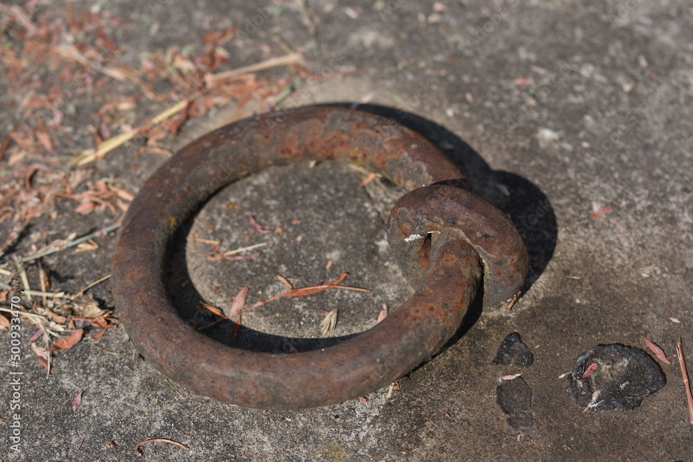 old ring on grave of cemetery