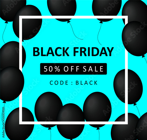 Black friday sale banner discount 50% off the price. Vector illustration EPS 10