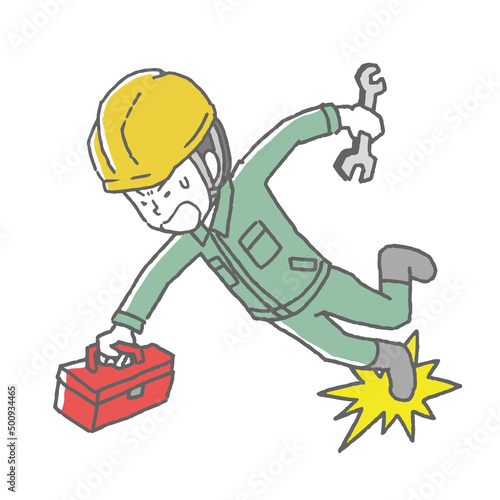 転びそうになる男性作業員