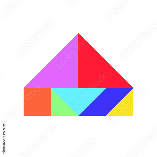 Free Download Color tangram puzzle in home shape on white background (Vector) - GFXLoad