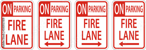 No Parking Fire Lane Sign On White Background