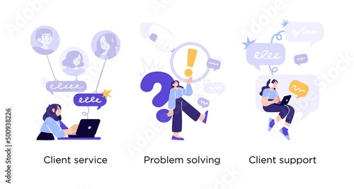 Customer loyalty program - abstract business concept illustrations. Client service, Problem solving, Client support. Visual stories collection