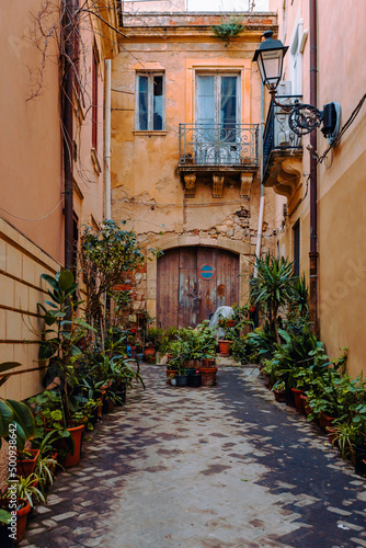 Characteristic alley with plants in the historical center of Ortigia © Jan Cattaneo