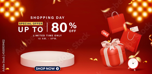 Shopping day Sale banner template design for web or social media.
