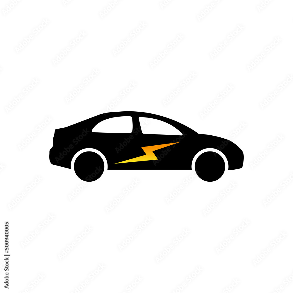 Electric car icon isolated on white background. Vector illustration. EPS 10