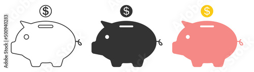 Piggy bank icon. Save money symbol. Sign moneybox vector.