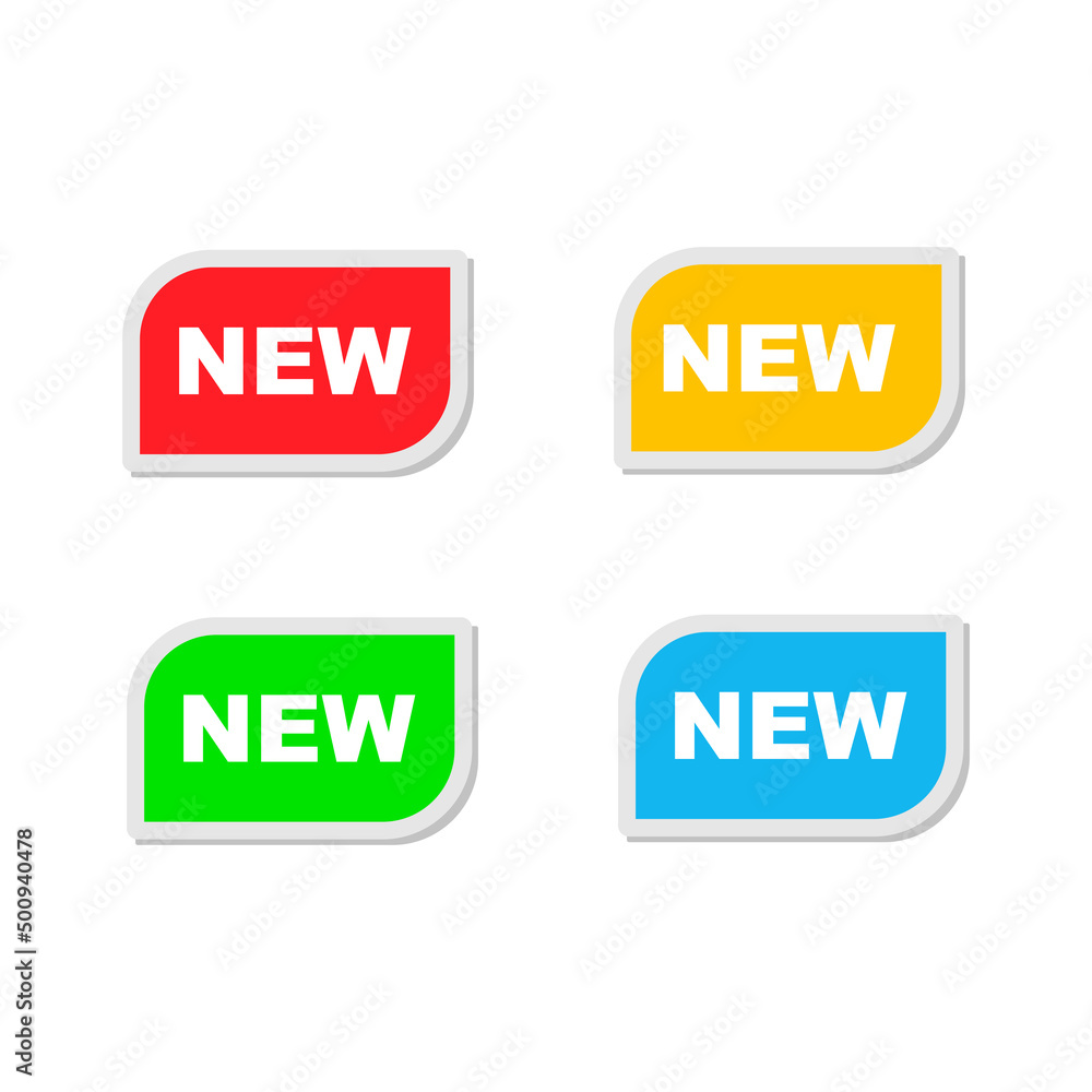Banner with the inscription New in red yellow green and blue. Vector illustration EPS 10 Banner with the inscription New in red yellow green and blue. Vector illustration EPS 10